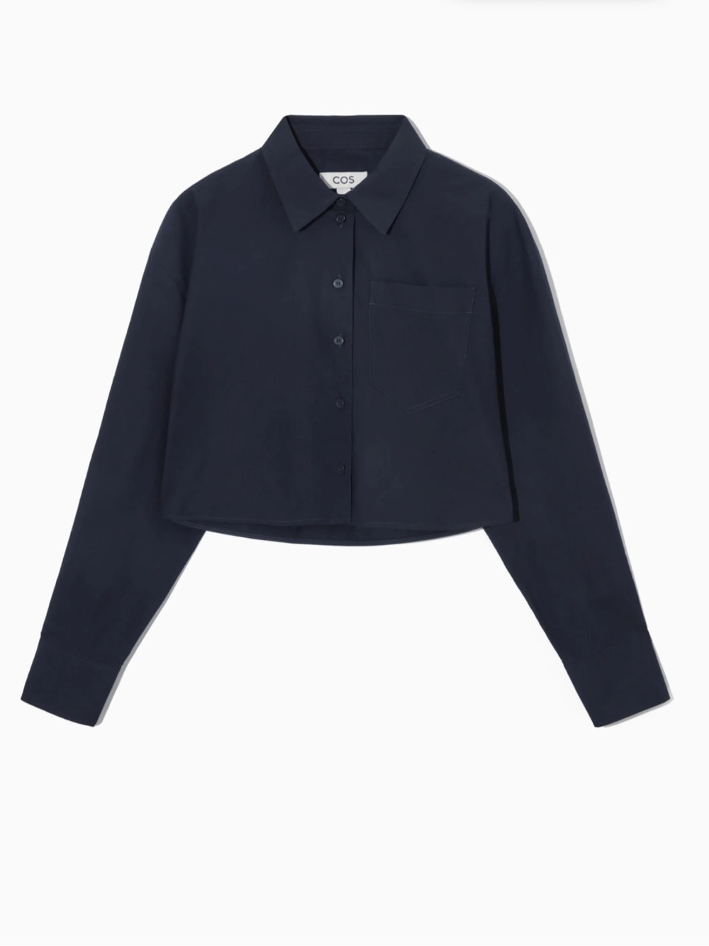 COS Navy Cotton Cropped Button-Down Shirt. Size 12